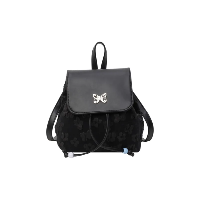 Yalu PU Backpack Women's Black/Ecru/Blue-1