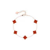 925 Sterling Silver Lucky Five-Flower Bracelet (Red)