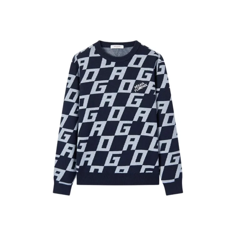 DEGAIA FW24 Sweater Men's Navy Blue Letter-0