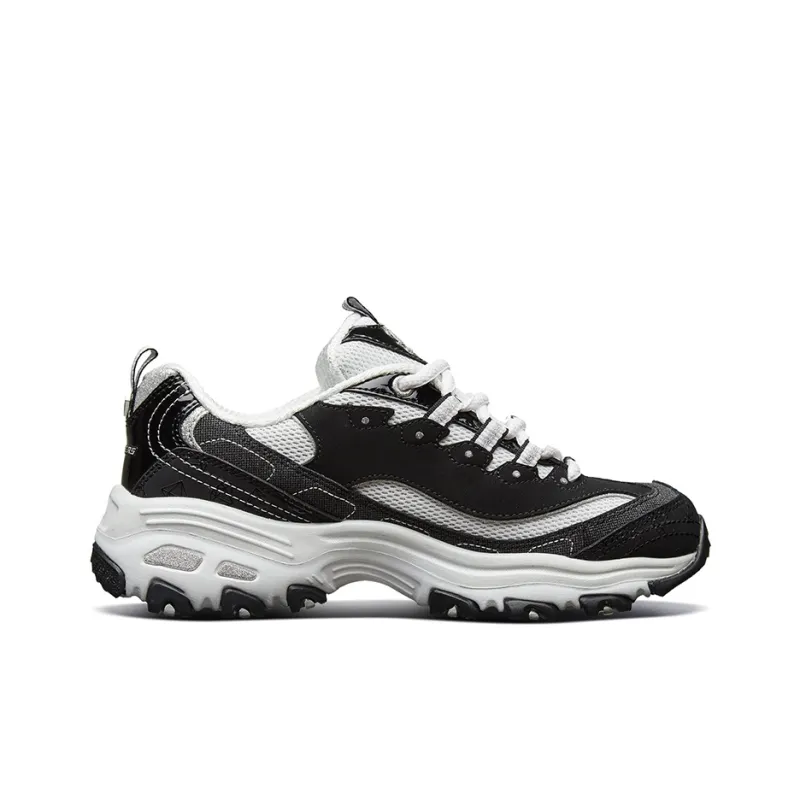 Skechers D'LITES 1.0 Panda Cushioning, Slip Resistant, And Breathable Low Top Chunky Sneakers Women's Black White-1