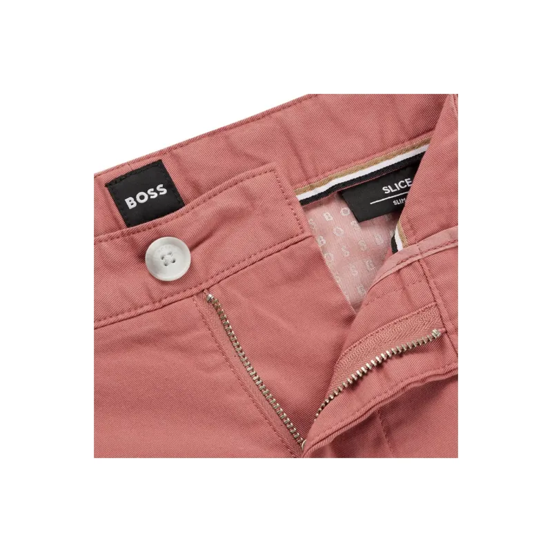 HUGO BOSS Slim Fit Shorts In Stretch Cotton Gabardine Casual Shorts Men's Pink-1
