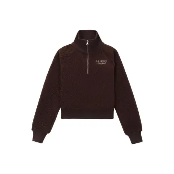SPORTY & RICH Logo embroidered Zip up Jumper