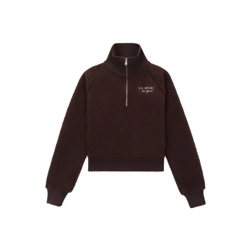 SPORTY & RICH Logo embroidered Zip up Jumper-0