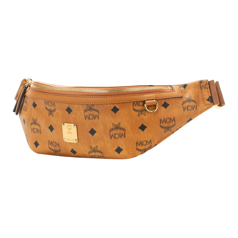 MCM Fursten Visetos Artificial Leather Shoulder Bag, Crossbody Bag, Fanny Pack Medium Size Unisex Brown Cognac-1