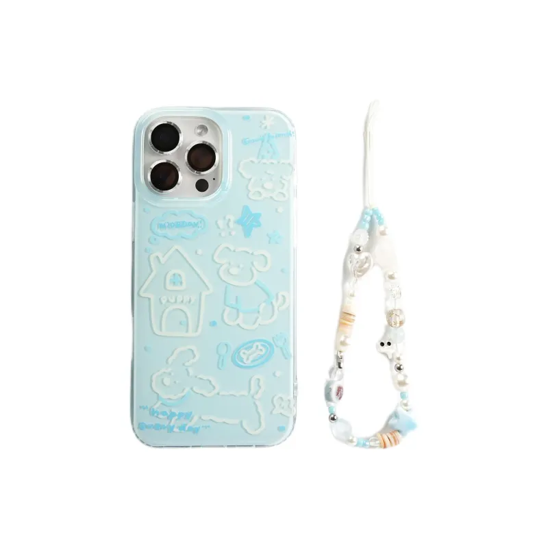 Wei Xin Acrylic Material Line House Puppy Bracelet Phone Cases Compatible With IPhone 16/15 Pro Max/Apple 13/14 Pro/Max-1