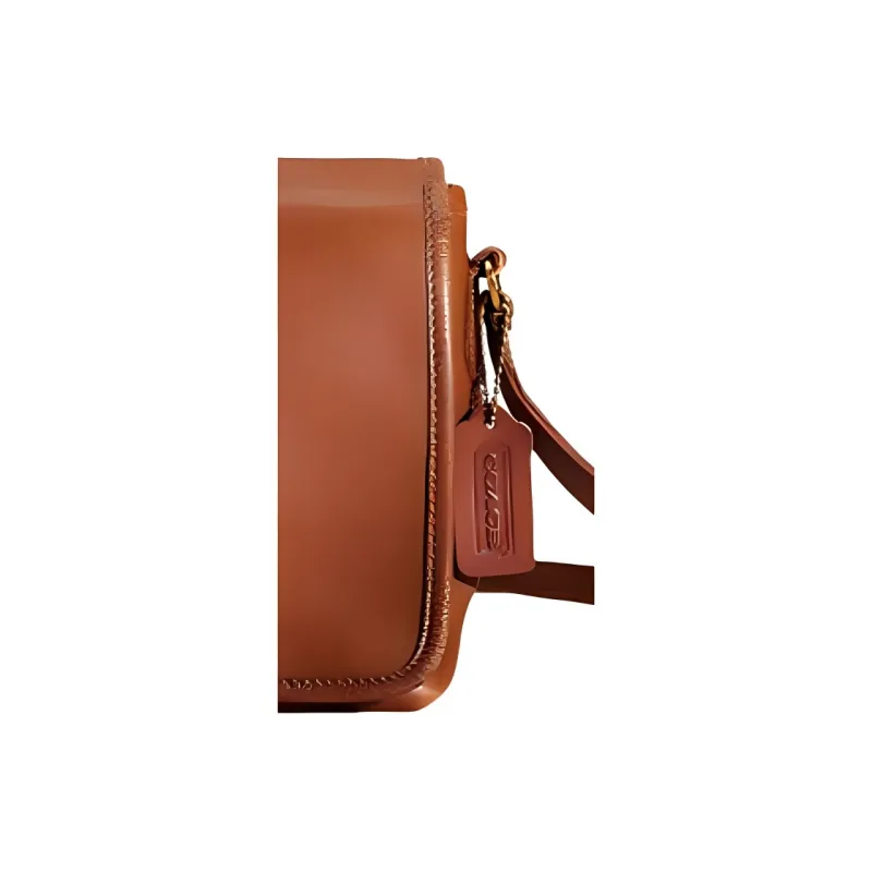 COACH Companion Glove Tanning Flap Bag Shoulder Bag Crossbody Bag Small Size Women's Red Brown-2