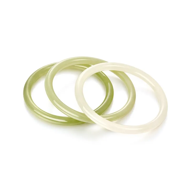 Mokinggran Hetian Jade Bangles Pale Greenish White Jade Women's-0