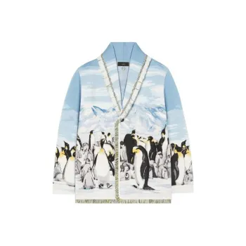 Alanui Postcard From Antarctica Jacquard Fringed Cardigan