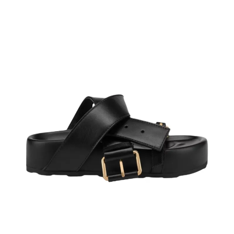 MOSCHINO Slide Slippers 4cm Women's Black-2