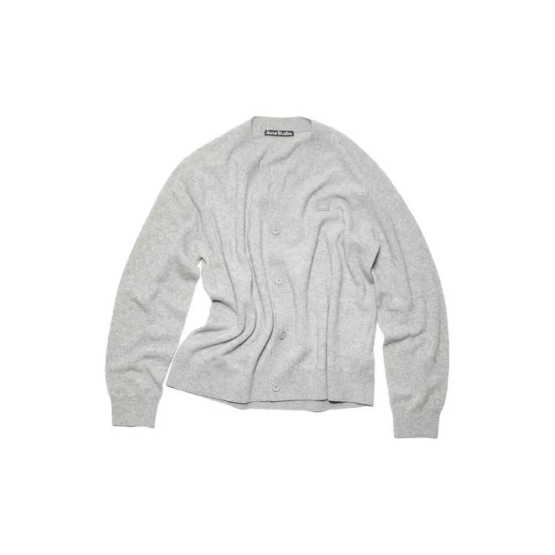 Acne Studios Face Logo Patch V Neck Cardigan-0