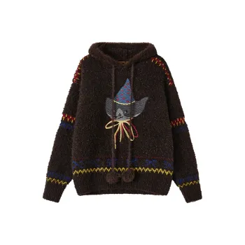 WULISHAONIAN Sweater Unisex Red Brown