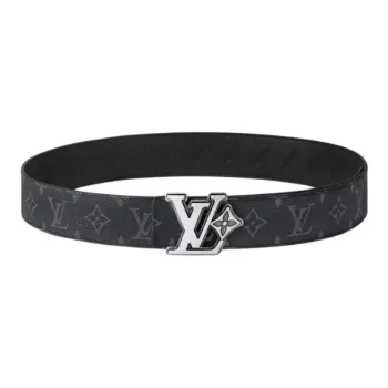 LOUIS VUITTON Coated Canvas Leather Belts Men's Black Width 4CM