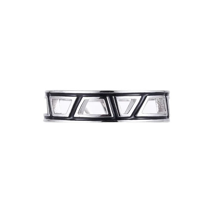 HUAYA S925 Silver Rings Men's Silver/Black-1