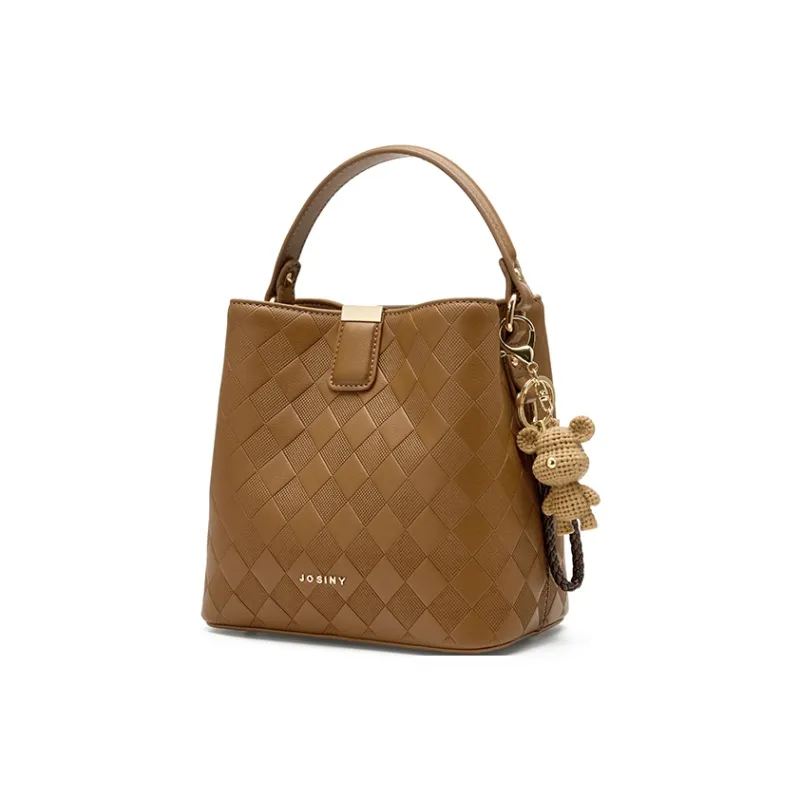JOSINY PU With Cow Leather Handbag Regular Women's Apricot/Brown-8