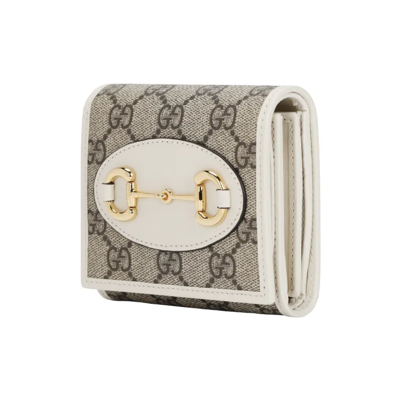 GUCCI Canvas With Leather Wallet Women's Ebony/White-1
