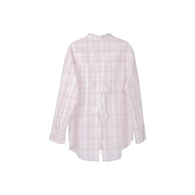 Fstudio Korean Style Commute 100% Cotton Thin Plaid Long Sleeved Shirt Women's-2