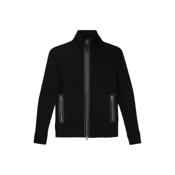Moncler Zip-Up Ribbed Knit Jacket
