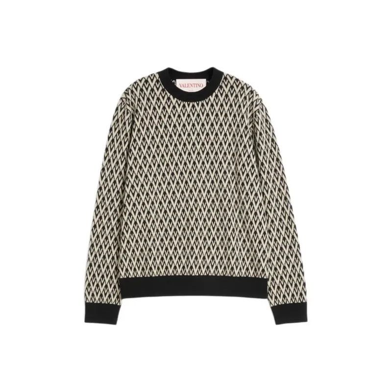 Valentino Toute La V Jacquard Crewneck Jumper-0