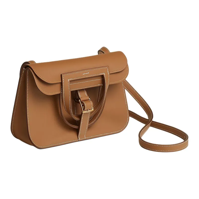 HERMES Halzan Swift Calfskin Shoulder Bag Mini Women's Gold-1