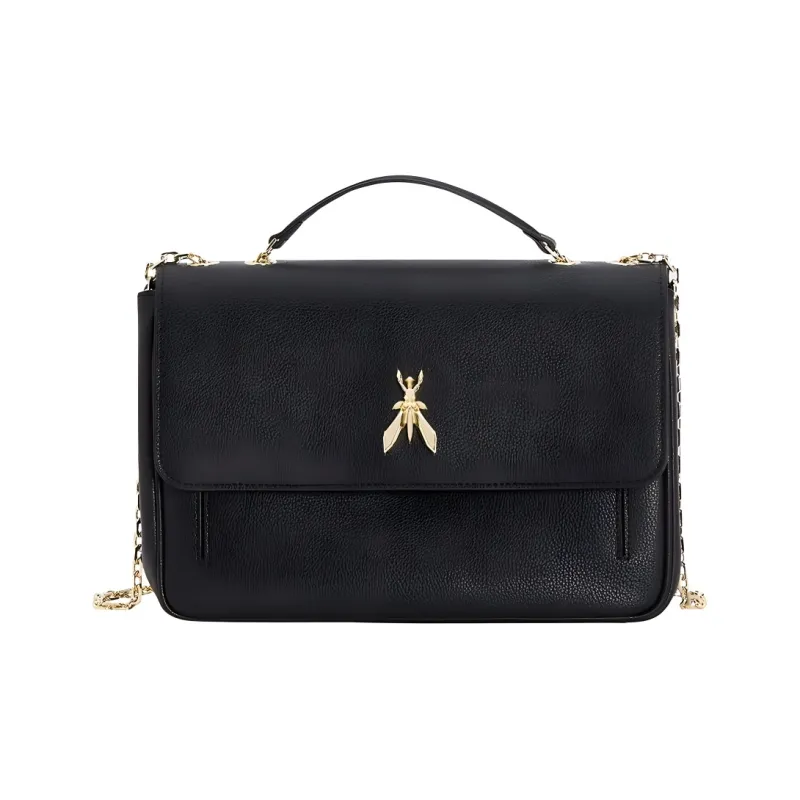 Patrizia Pepe Cow Leather Shoulder Bag, Crossbody Bag, Handbag Women's Black-0