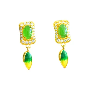 Jade Ink Love Hetian Jade Earrings Jasper Women's
