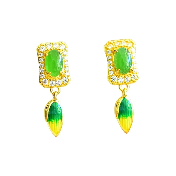 Jade Ink Love Hetian Jade Earrings Jasper Women's-0