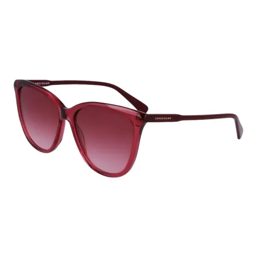 LONGCHAMP Acetate Irregular Shape Sunglasses Unisex Burgundy