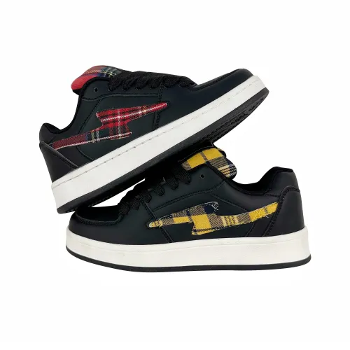 BKAE Slip Resistant, Abrasion Resistant, Lightweight Low Top Skateboard Shoes Unisex Red Yellow Mismatched