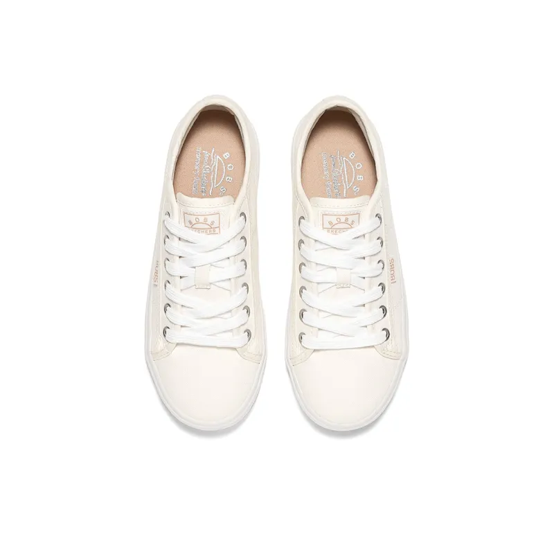 Skechers Bob's Abrasion Resistant Low Top Canvas Shoes Women's White-3
