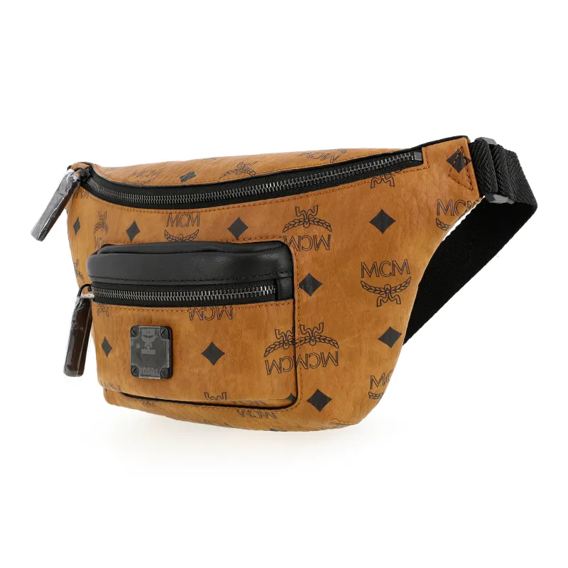 MCM Fursten Visetos Artificial Leather Sling Bag, Fanny Pack Mini Men's Brown Cognac-1