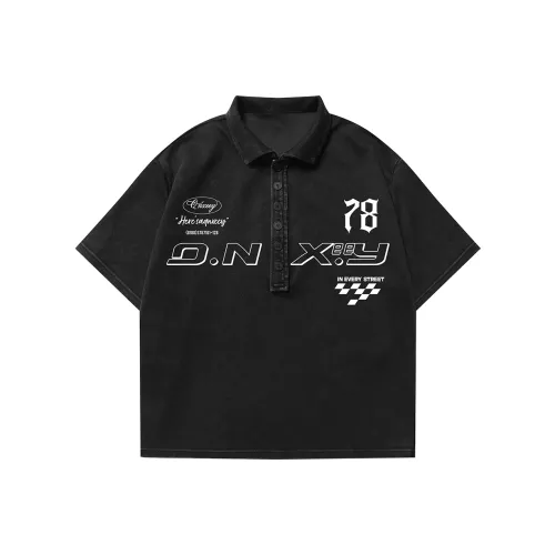 Qnxeey Polo Shirts Unisex Black