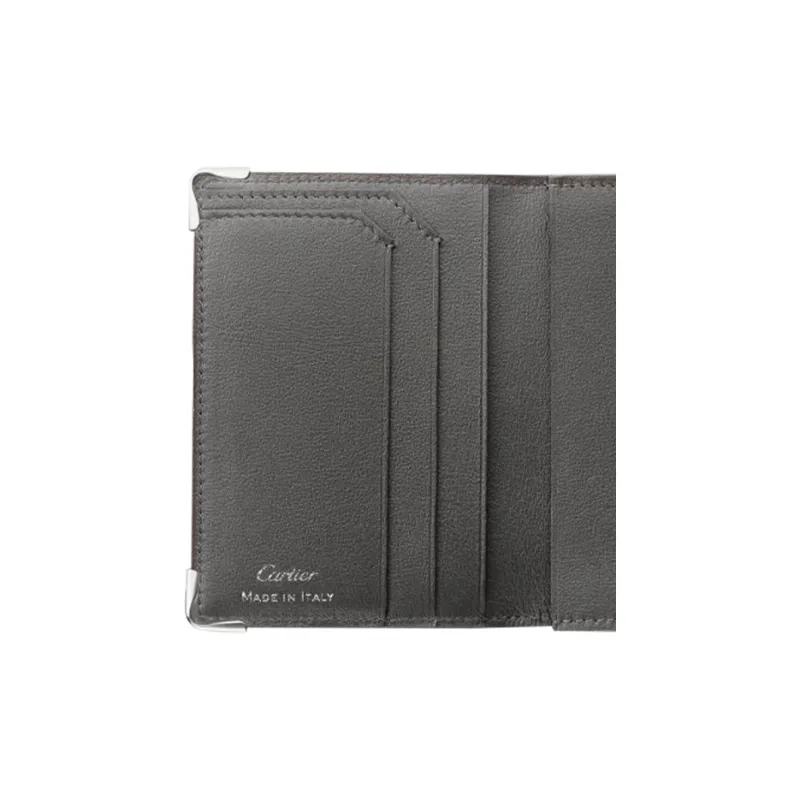CARTIER Must De Cartier Calfskin Business Card Holder Card Case Women's Gray-2
