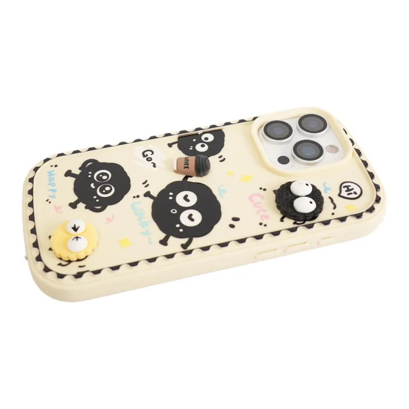 Wei Xin TPU Material Rice Base Cookie Lanyard Phone Cases Compatible With IPhone 16/15 Pro Max/Apple 13/14 Pro/Max-3