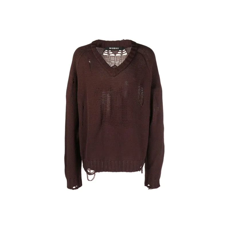 Misbhv Logo Intarsia Distressed Sweater-0