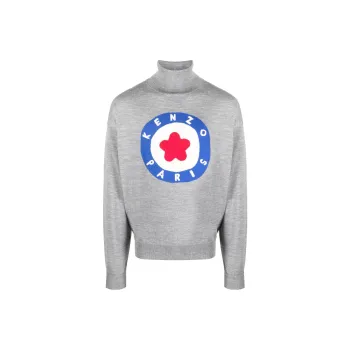 KENZO Roll Neck Logo Intarsia Knitted Jumper