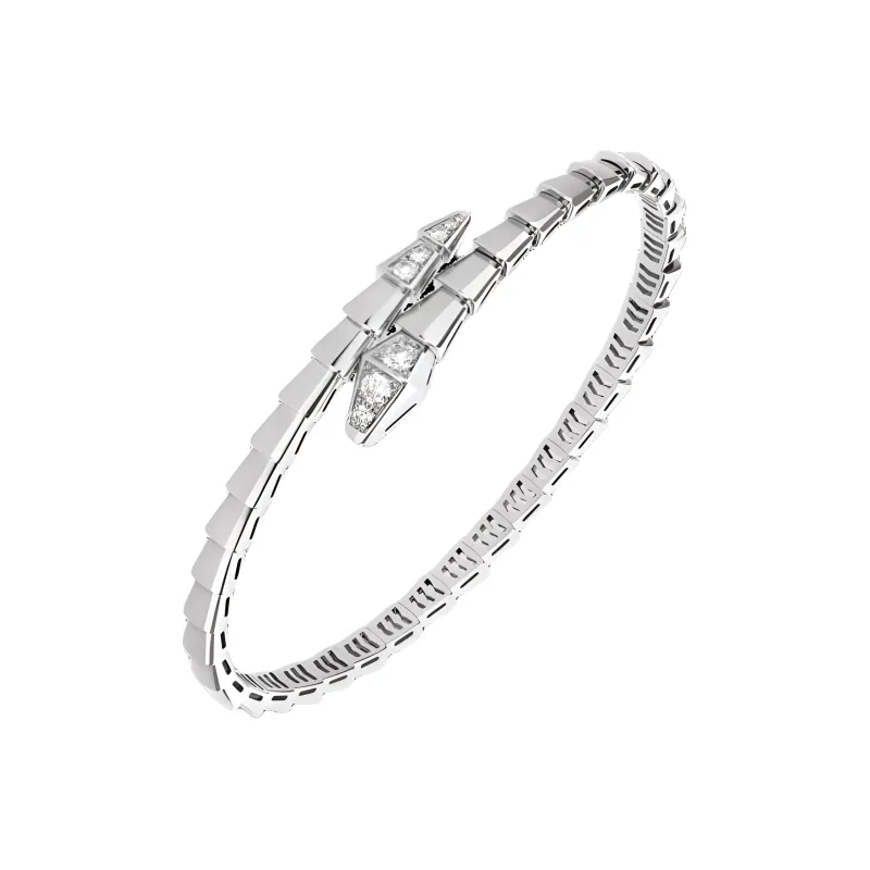 BVLGARI 18K Gold, White Gold, Diamond Bangles Women's Silver-1