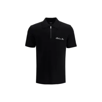 BALMAIN Embroidered logo Cotton Polo Shirt