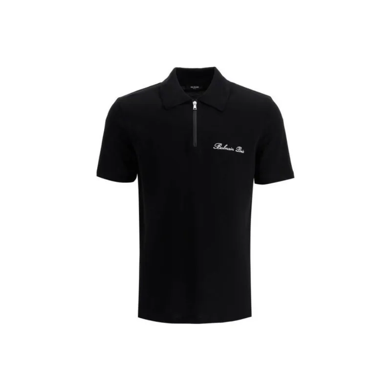 BALMAIN Embroidered logo Cotton Polo Shirt-0