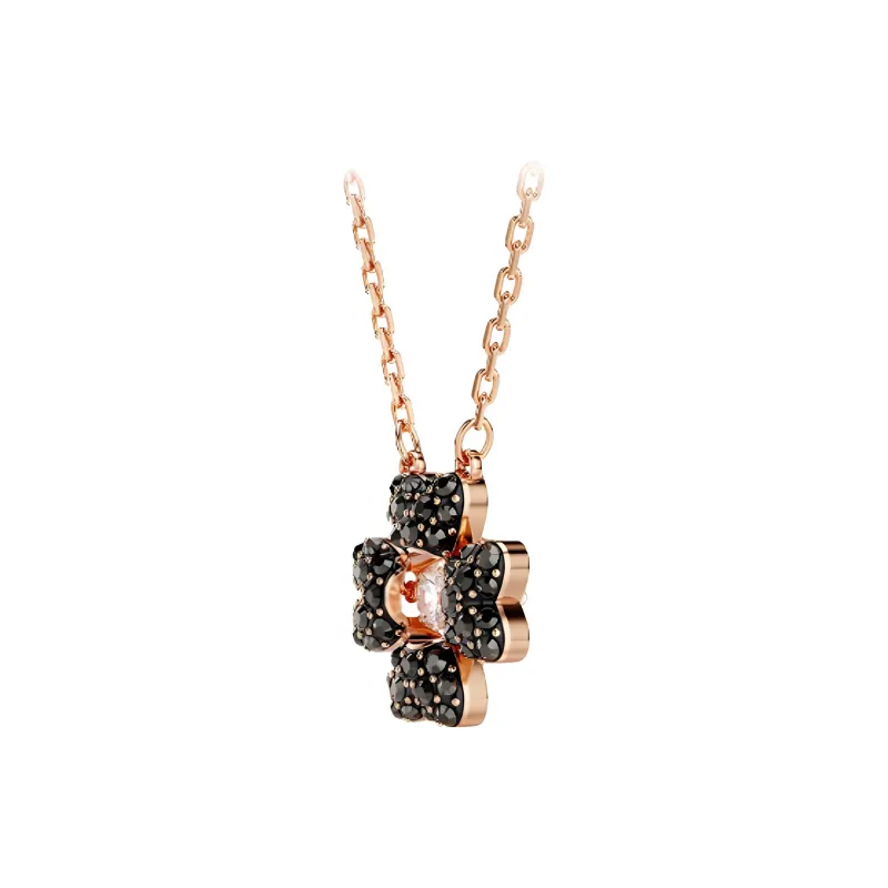 Swarovski Rose Gold Tone Plated Necklaces Women's Black-2