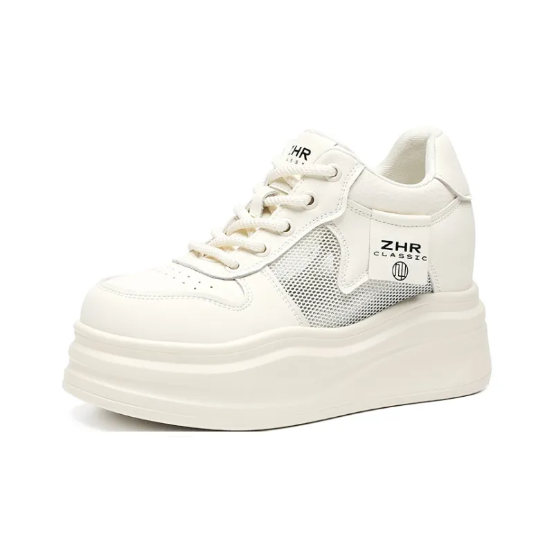 ZHR Platform Mesh White Sneakers Anti Slip Wear Resistant Low Top Skateboard Shoes Women's-1
