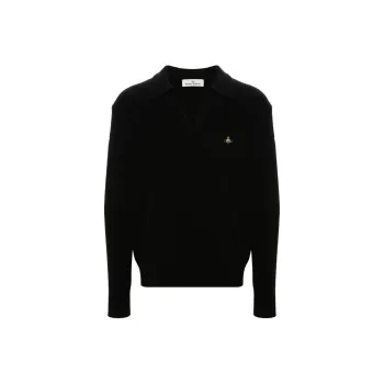 Vivienne Westwood Orb Embroidered Knitted Polo Shirt