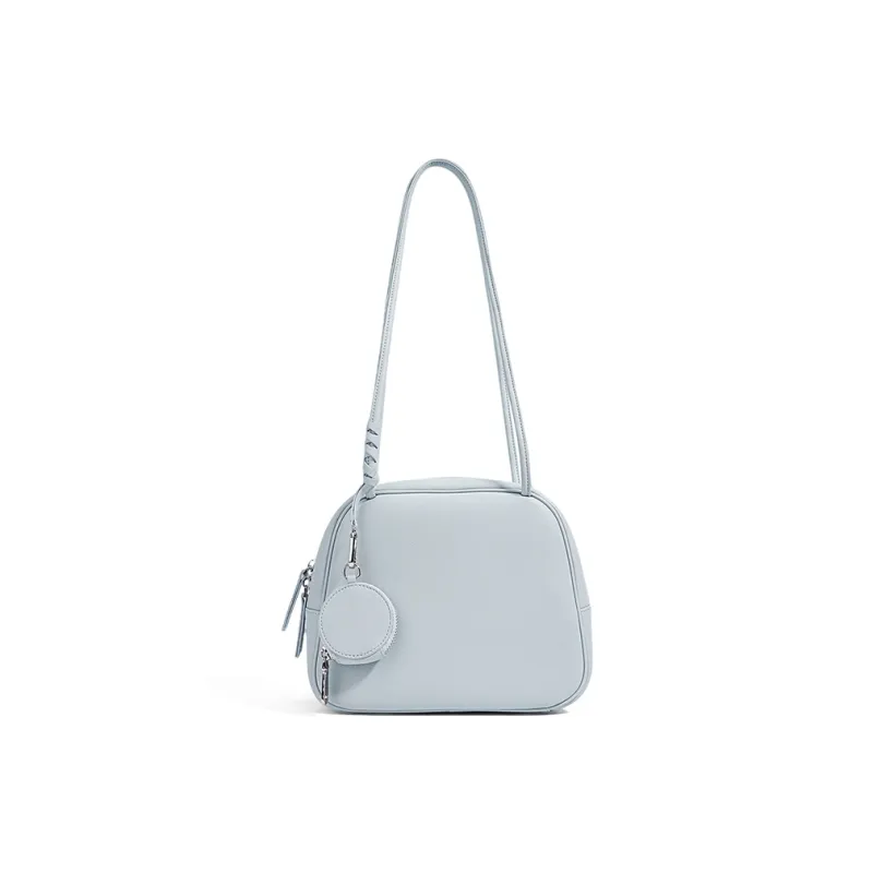 CLEVER& KETCH Cow Leather Shoulder Bag Women's Coffee/Light Blue/Apricot/Matcha Green/Caramel-6