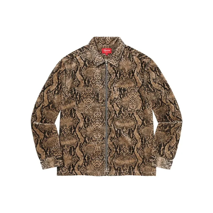 Supreme Snakeskin Corduroy Zip Up Shirt-2