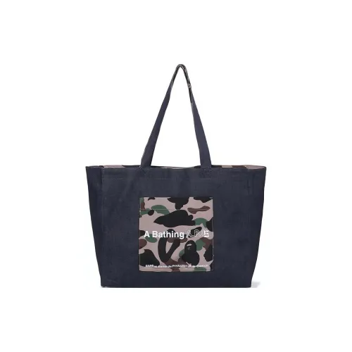 A BATHING APE × A.P.C Collaboration Cotton Tote Bag Shopping Bag Shoulder Bag Handbag Regular Unisex Navy Blue