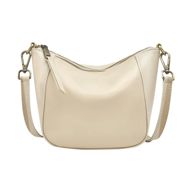 Old Man's Head Top Grain Cow Leather Crossbody Bag Regular Women's Black/White/Lemon/Khaki-8