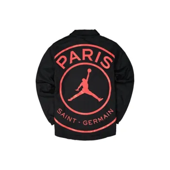 JORDAN×PSG LOGO Coach Jacket JORDAN×Paris Saint Germain Jackets Men Black
