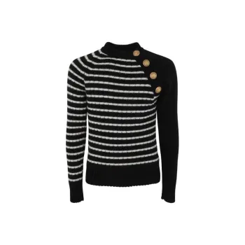 BALMAIN Button Embellished Striped Jumper