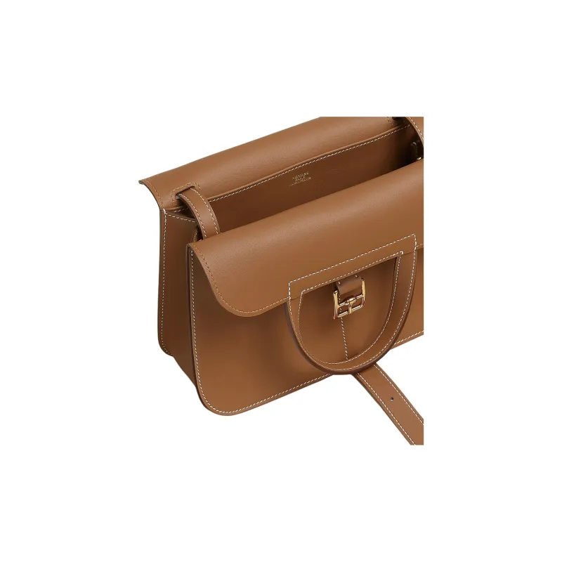 HERMES Halzan Swift Calfskin Shoulder Bag Mini Women's Gold-3