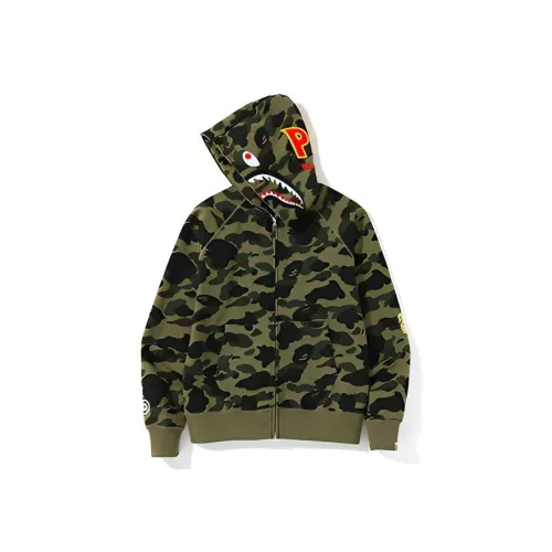 A BATHING APE Ultimate 1st Camo Ponr Shark Half Zip Raglan Pullover Hoodie