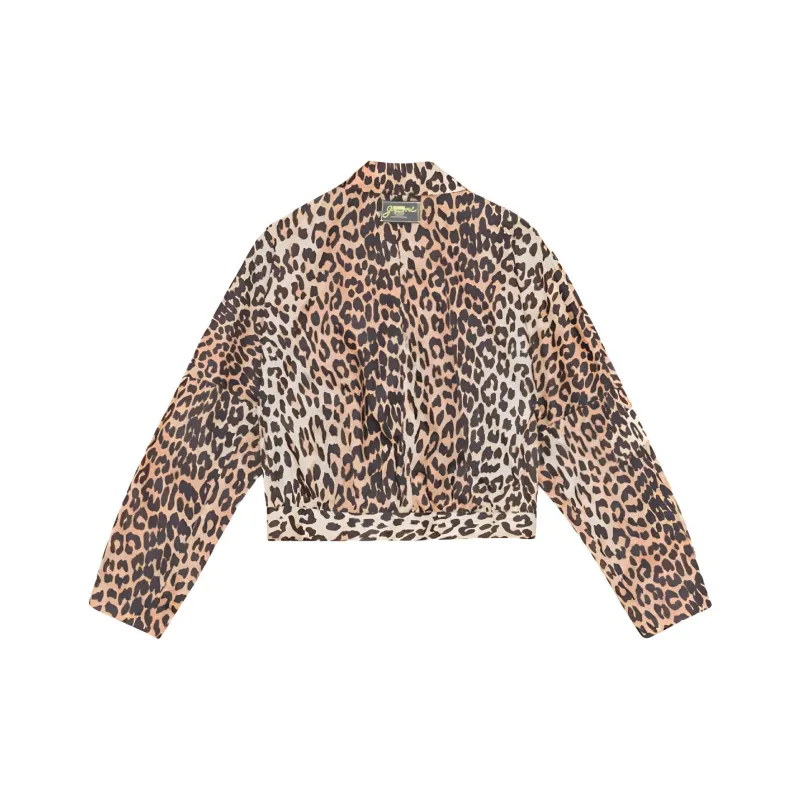 GANNI Leopard Print Cropped Blazer-1
